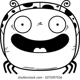 A cartoon illustration of a ladybug smiling.
