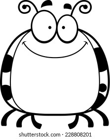 A cartoon illustration of a ladybug smiling.