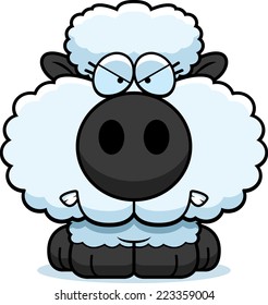 A cartoon illustration of a lamb with an angry expression.