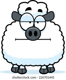 A cartoon illustration of a lamb looking bored.