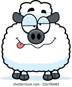 A cartoon illustration of a lamb looking drunk.