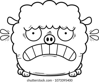A cartoon illustration of a lamb looking scared.