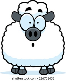 A cartoon illustration of a lamb looking surprised.