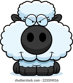 A cartoon illustration of a lamb with a sly expression.