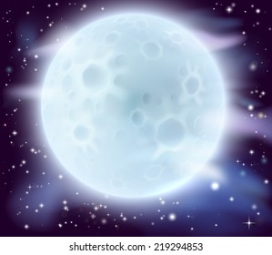 A Cartoon Illustration Of A Large Glowing Full Moon