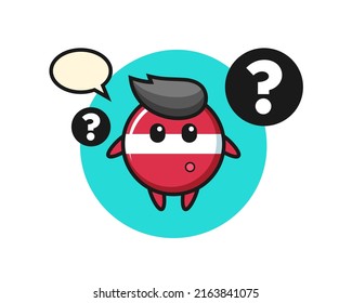 Cartoon Illustration of latvia flag badge with the question mark , cute style design for t shirt, sticker, logo element