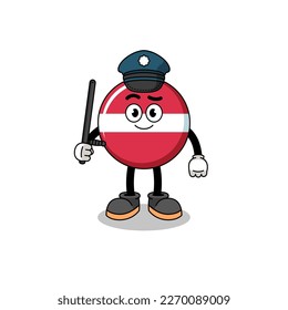 Cartoon Illustration of latvia flag police , character design