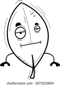A cartoon illustration of a leaf with a bored expression.