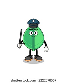 Cartoon Illustration of leaf police , character design