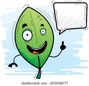 A cartoon illustration of a leaf talking.