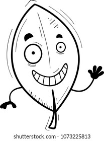 A cartoon illustration of a leaf waving.