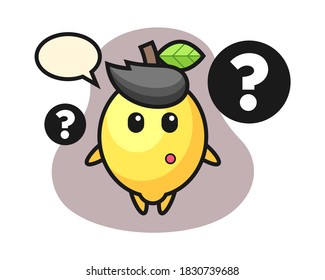 Cartoon illustration of lemon with the question mark