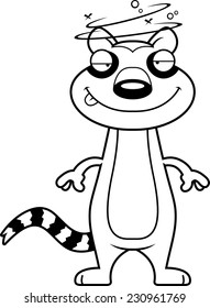 A cartoon illustration of a lemur looking drunk.
