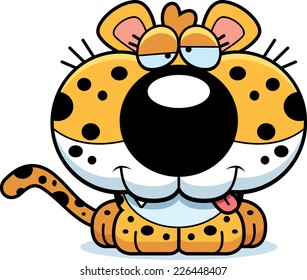 A cartoon illustration of a leopard cub with a goofy expression.