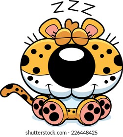 A cartoon illustration of a leopard cub taking a nap.