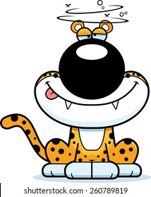 A cartoon illustration of a leopard looking drunk.