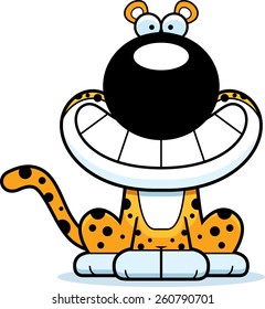 A cartoon illustration of a leopard looking happy.