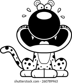 A cartoon illustration of a leopard looking scared.