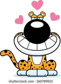A cartoon illustration of a leopard with an in love expression.