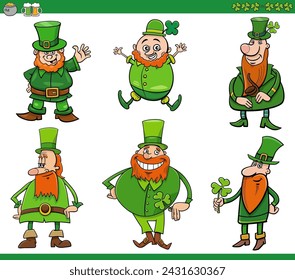 Cartoon illustration of Leprechaun characters on Saint Patrick Day set
