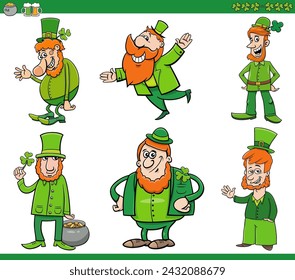 Cartoon illustration of Leprechaun characters on Saint Patrick Day set