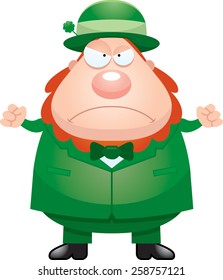 A cartoon illustration of a leprechaun looking angry.