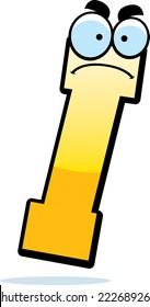 A cartoon illustration of a letter I with an angry expression.