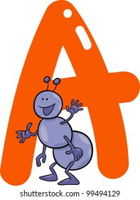 cartoon illustration of A letter for ant