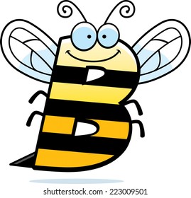 A cartoon illustration of the letter b with a bee theme.