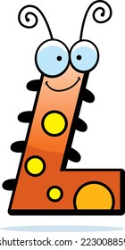 A cartoon illustration of the letter L with an insect theme.