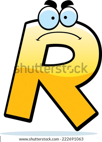 A cartoon illustration of a letter R with an angry expression. Stock fotó © 