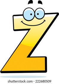 A cartoon illustration of a letter Z smiling and happy.