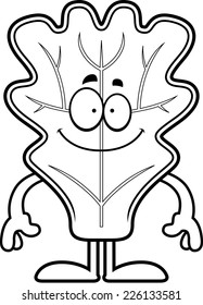 A cartoon illustration of a lettuce leaf looking happy.