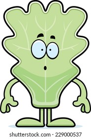 A cartoon illustration of a lettuce leaf looking surprised.