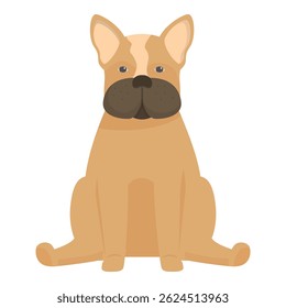Cartoon illustration of a light brown french bulldog sitting and looking forward