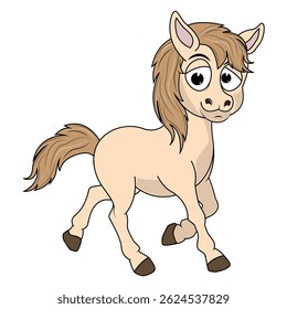 Cartoon Illustration of a Light Brown Pony