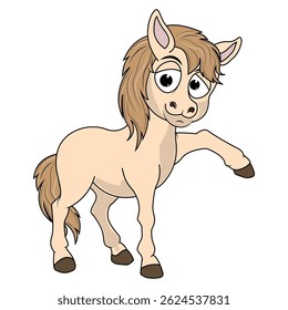 Cartoon Illustration of a Light Brown Pony