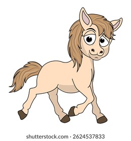 Cartoon Illustration of a Light Brown Pony