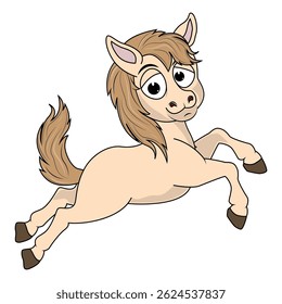Cartoon Illustration of a Light Brown Pony