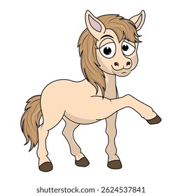 Cartoon Illustration of a Light Brown Pony