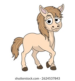 Cartoon Illustration of a Light Brown Pony