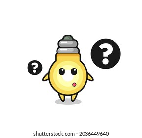 Cartoon Illustration of light bulb with the question mark , cute style design for t shirt, sticker, logo element