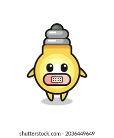 Cartoon Illustration of light bulb with tape on mouth , cute style design for t shirt, sticker, logo element