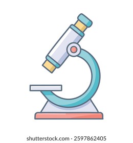 Cartoon illustration of a light teal microscope