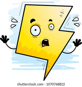 A cartoon illustration of a lightning bolt looking scared.