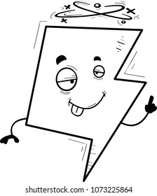 A cartoon illustration of a lightning bolt looking drunk.