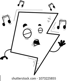 A cartoon illustration of a lightning bolt singing.