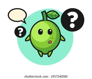 Cartoon illustration of lime with the question mark, cute style design for t shirt, sticker, logo element