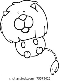 cartoon illustration of lion for coloring book