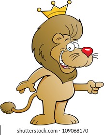 Cartoon illustration of a lion with a crown